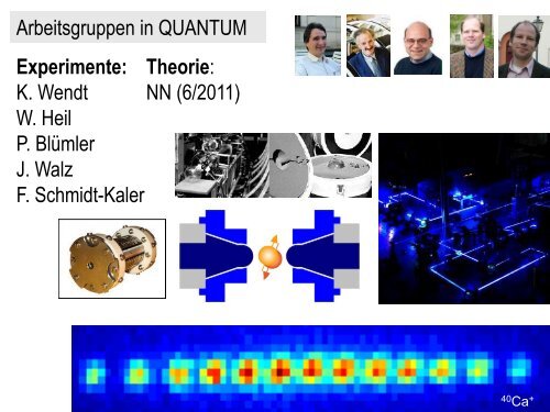 Arbeitsgruppen in QUANTUM Experimente: K. Wendt W. Heil P ...