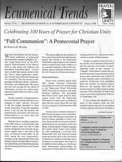 "Full Communion": A Pentecostal Prayer - International Pentecostal ...