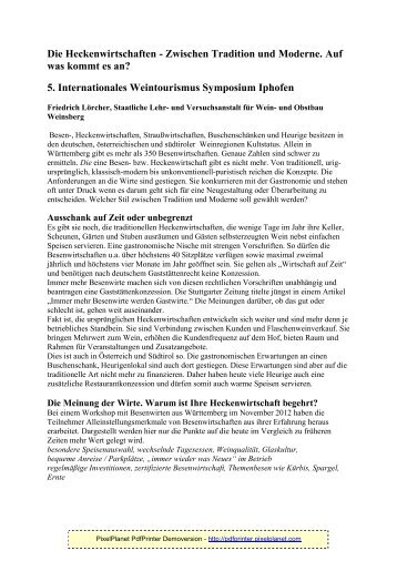 Die Heckenwirtschaft - Zwischen Tradition und Moderne ... - Iphofen