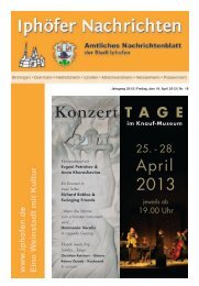 Jahrgang 2013 | Freitag, den 19. April 2013 | Nr. 16 - Iphofen