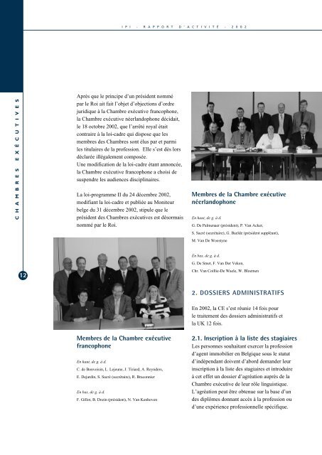 Rapport d'activitÃ© 2002 - IPI Institut professionnel des agents ...