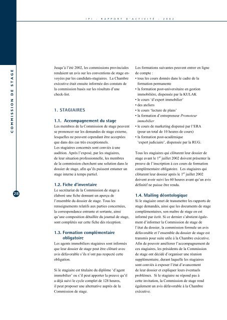 Rapport d'activitÃ© 2002 - IPI Institut professionnel des agents ...