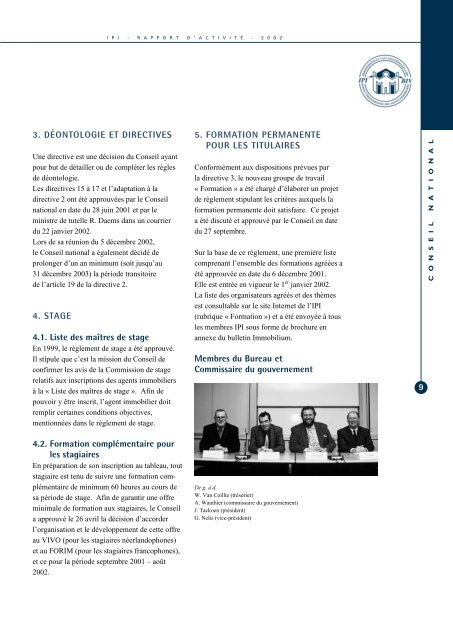 Rapport d'activitÃ© 2002 - IPI Institut professionnel des agents ...