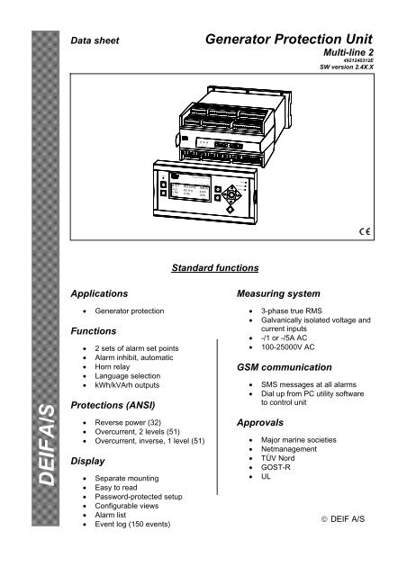 Generator Protection Unit - Deif