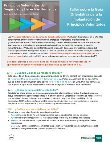 Taller sobre la GuÃ­a Orientativa para la ImplantaciÃ³n de ... - IPIECA