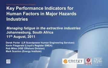 Early indicators of fatigue - Ian Hamilton (Lloyd's Register) - IPIECA