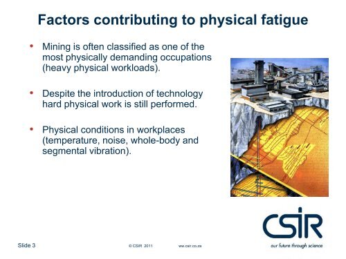 Work-related physical fatigue and fatigue management - ICMM