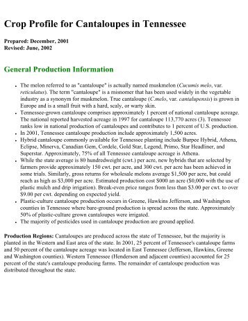 Crop Profile for Cantaloupes in Tennessee - Regional IPM Centers