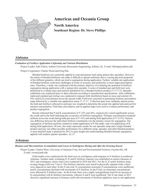 Americas and Oceania Group - International Plant Nutrition Institute