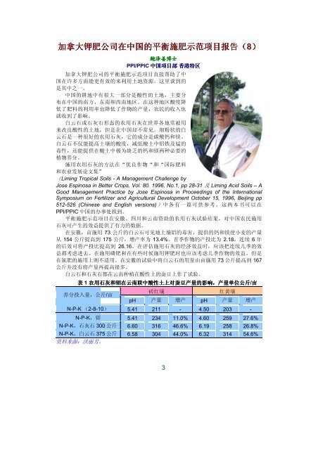 加拿大钾肥公司在中国的平衡施肥示范项目报告 8