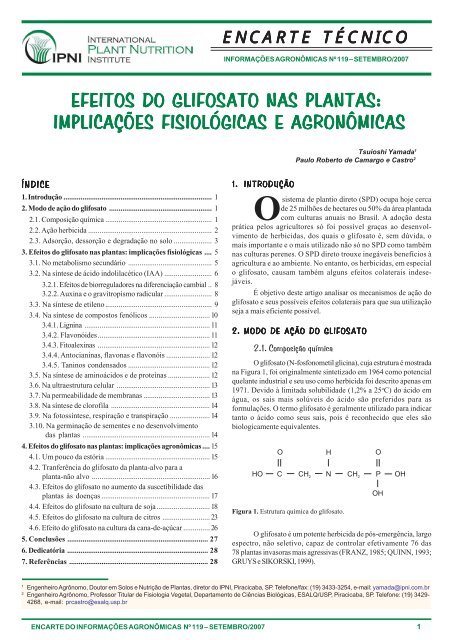 Efeitos do glifosato nas plantas - International Plant Nutrition Institute