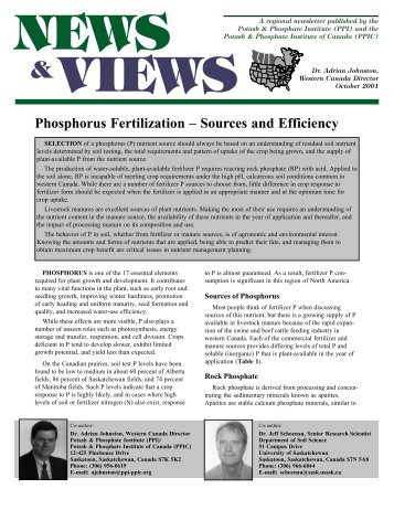 Phosphorus Fertilization - Sources and Efficiency