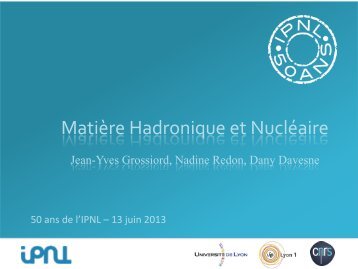 MatiÃ¨re Hadronique et NuclÃ©aire - IPNL - IN2P3
