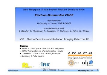 Electron-Bombarded CMOS - IPNL - IN2P3