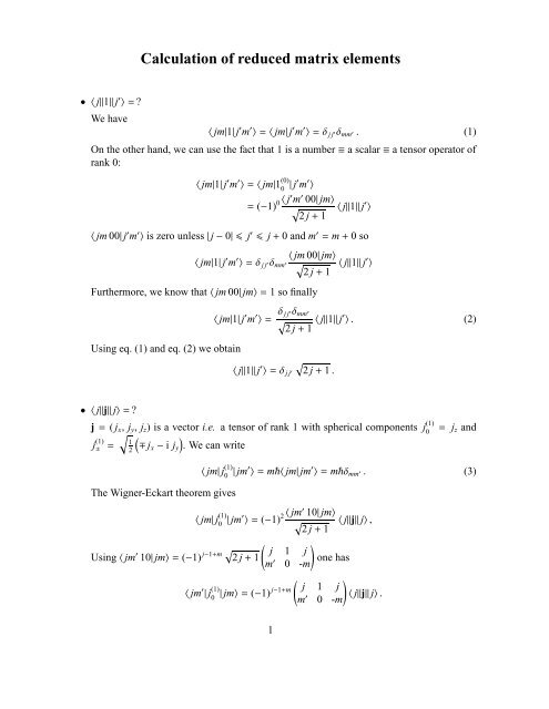 Calculation of reduced matrix elements - IPNL