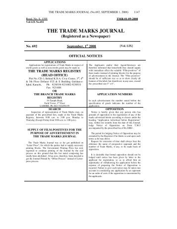 THE TRADE MARKS JOURNAL - IPO Pakistan