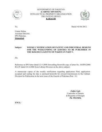 GOVERNMENT OF PAKISTAN (CABINET DIVISION ... - IPO Pakistan