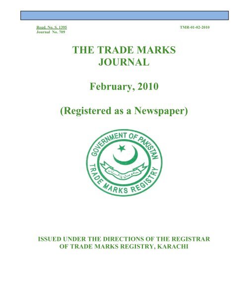 THE TRADE MARKS JOURNAL February, 2010 ... - IPO Pakistan