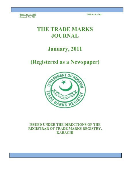 THE TRADE MARKS JOURNAL January, 2011  - IPO Pakistan