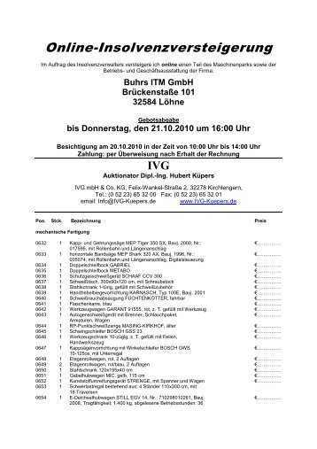 Buhrs ITM GmbH Brückenstaße 101 32584 Löhne - IVG mbH & Co. KG
