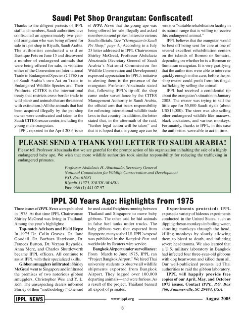 IPPL News Aug05.indd - International Primate Protection League