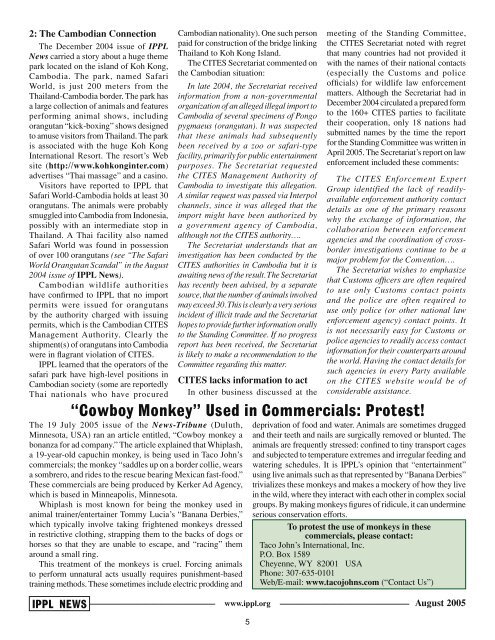 IPPL News Aug05.indd - International Primate Protection League