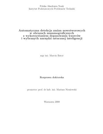 Automatyczna detekcja zmian nowotworowych w ... - IPPT PAN