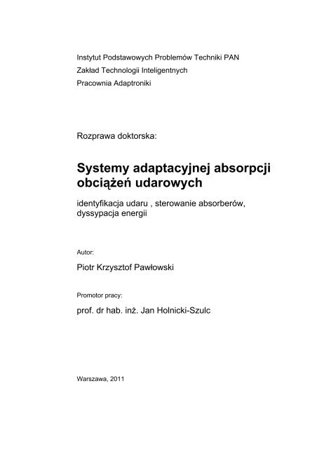 Systemy adaptacyjnej absorpcji obciÄÅ¼eÅ udarowych - IPPT PAN