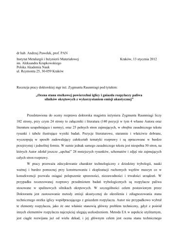 dr hab. Andrzej PaweÅek, prof. PAN Instytut Metalurgii i ... - IPPT PAN