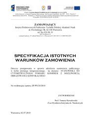 SPECYFIKACJA ISTOTNYCH WARUNKÃW ZAMÃWIENIA - IPPT PAN