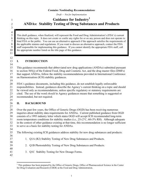 ANDAs: Stability Testing of Drug Substances and Products