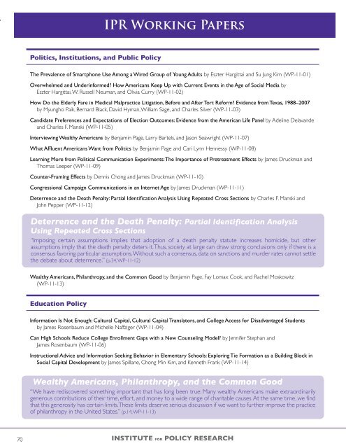 Highlights of 2011 - Institute for Policy Research - Northwestern ...