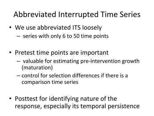 Abbreviated Interrupted Time-Series - Institute for Policy Research