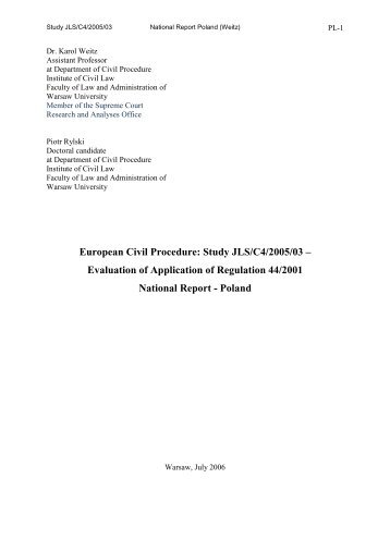 European Civil Procedure: Study JLS/C4/2005/03 â Evaluation of ...