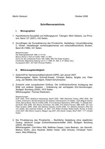 Schriftenverzeichnis Gebauer 10-2008 - Institut fÃ¼r auslÃ¤ndisches ...