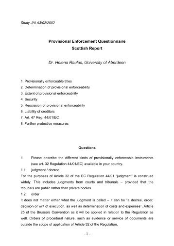 Provisional Enforcement Questionnaire Scottish Report Dr. Helena ...