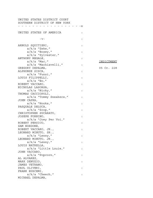 Indictment of Squitieri et al - Combined Counties Police Association