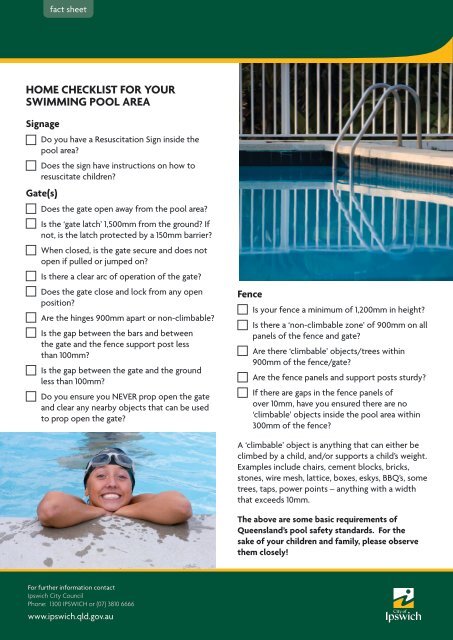 Fact Sheet Swimming Pool Safety - Ipswich City Council