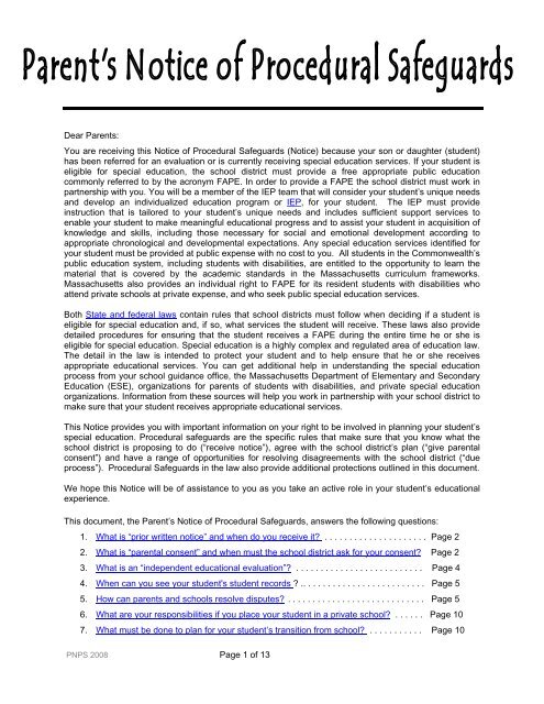 Procedural Safeguards Series Part Iv >> Parent S Notice Of Procedural Safeguards Ipswich Public Schools Procedural Safeguards Series Part Iv >> Parent S Notice Of Procedural Safeguards Ipswich Public Schools