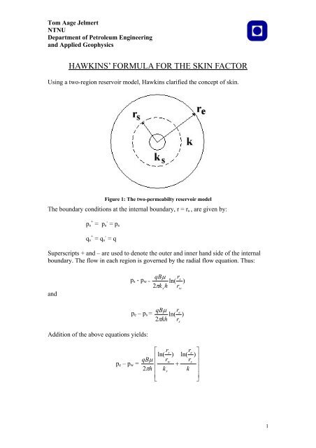 HAWKINS' FORMULA FOR THE SKIN FACTOR - NTNU