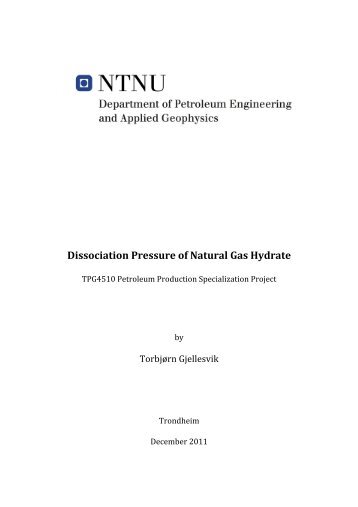 Dissociation Pressure of Natural Gas Hydrate - NTNU