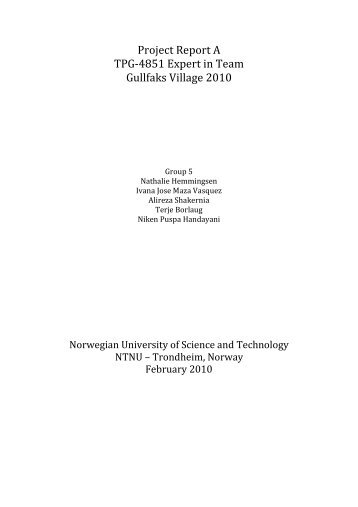 Project Report A TPG-4851 Expert in Team Gullfaks Village ... - NTNU