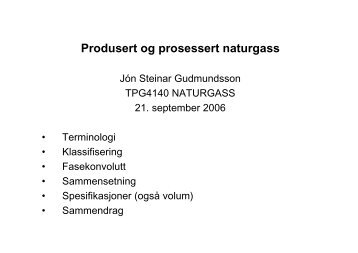 PRODUSERT OG PROSESSERT NATURGASS - Produced ... - NTNU