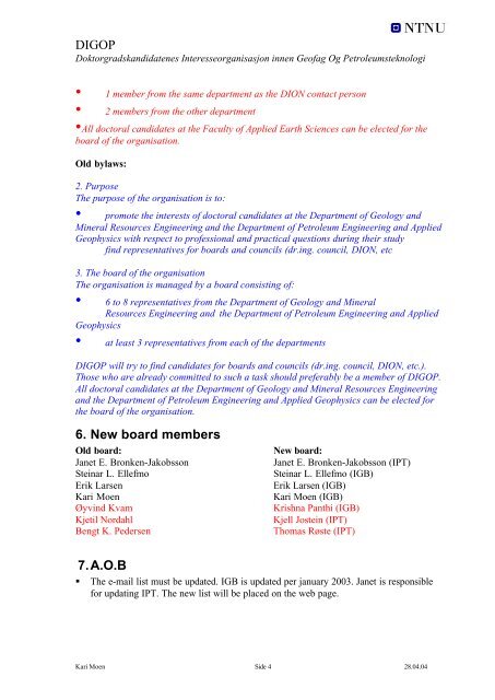 DIGOP MINUTES â ANNUAL MEETING 2003 1. Agenda of ... - NTNU