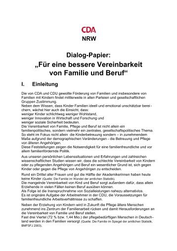 Dialog-Papier: „Für eine bessere Vereinbarkeit ... - CDU Oberhausen