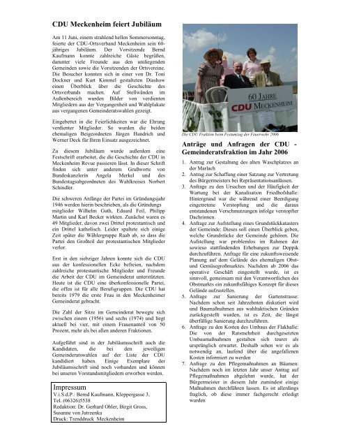 Informationsblatt der CDU Meckenheim - CDU Ortsverband ...