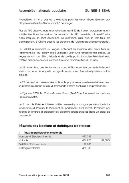 CHRONIQUE DES ÃLECTIONS PARLEMENTAIRES