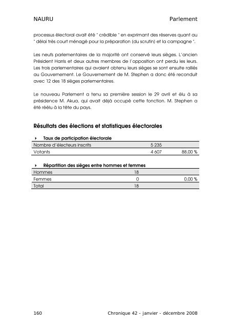 CHRONIQUE DES ÃLECTIONS PARLEMENTAIRES