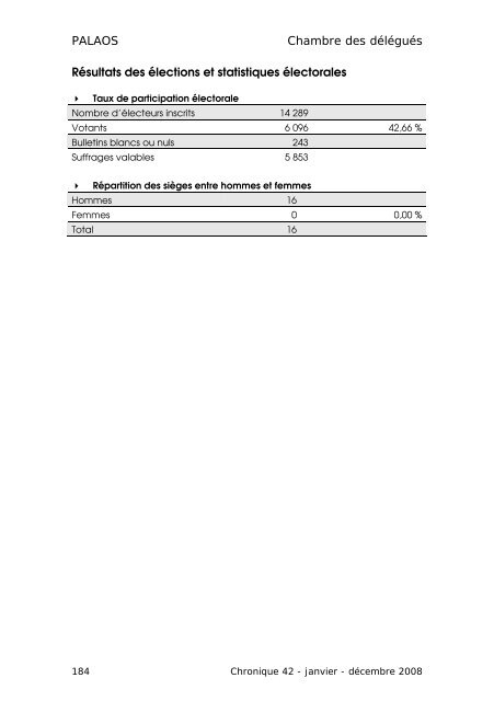 CHRONIQUE DES ÃLECTIONS PARLEMENTAIRES