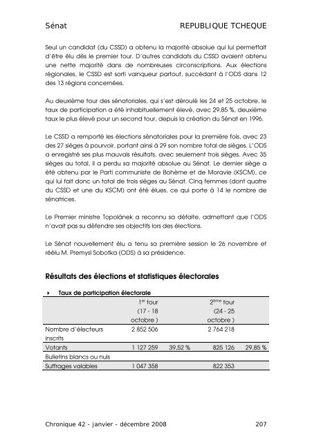 CHRONIQUE DES ÃLECTIONS PARLEMENTAIRES